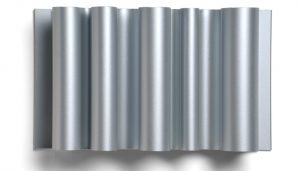 curvy silver dimensional metal panel